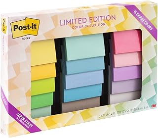 Post-it Notes S n rl retim S per Yap kan Renk Koleksiyonu, 7,62 cm x 7,62 cm, 15 Ped/Paket, 45 Sayfa/Ped (654-15Ssall)