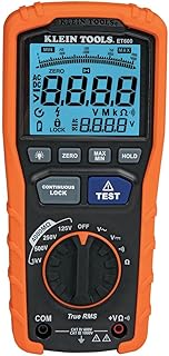 Klein Tools ET600 Multimetre, Megohmmetre İzolasyon Test Cihazı, 4000 Ohm Direnç, 125V/250V/500V/1000V, Otomatik Aralık Ayarlı TRMS Multimetre