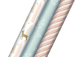 Hallmark Ters Kesilmiş Çizgiler ile Pembe Noel Ambalaj Kağıdı (3 Rulo: 120 sq. ft. ttl) Pembe, Nane, Altın, Ren Geyiği, Noel Ağaçları, Kar Taneleri — %46 İndirim | Amazon TR Fırsatı