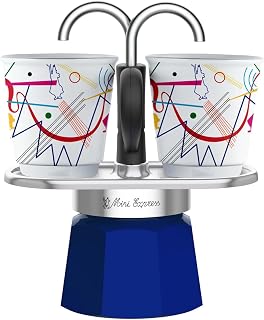 Bialetti - Set Mini Express: Ocak Üstü Espresso Pişirici + 2 Cups - Kandinsky Serisi