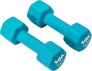 JFIT Dambıl El Ağırlığı Çiftleri ve Setleri - Neopren ve Vinil Dambıl Çiftleri Seçenekleri veya 7 Neopren Dambıl Raf Seti Seçenekleri - Premium Kaymaz, Renk Kodlu Altıgen Şekilli El Ağırlıkları