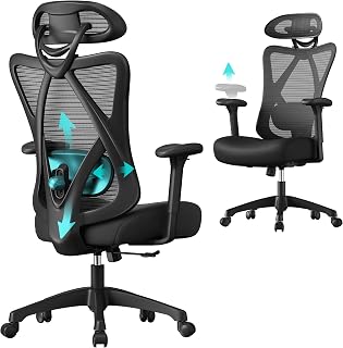 SONGMICS Ofis Sandalyesi, Ergonomik Çalışma Masası Sandalyesi, Bilgisayar Sandalyesi, File Sandalye, Ayarlanabilir Bel Desteği ve Baş Desteği, 150 Kg’a Kadar Taşıma Kapasitesi, Yüksekliği — %28 İndirim | Amazon TR Fırsatı