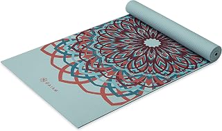 Gaiam Yoga matı, birinci sınıf baskı, ekstra kalın, kaymaz antrenman ve fitness matı, her türlü yoga, pilates ve zemin antrenmanı için, Santorini, 6 mm x 61 cm x 6 mm