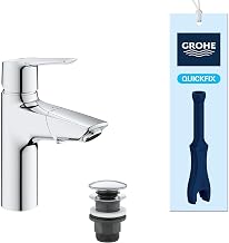 GROHE Start Spiralli Lavabo Bataryası | Uzatılabilir başlık | M - Boyut | Bas - Aç Gider Setli | Su Tasarruflu | Krom | 24205003