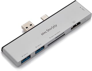 McStorey Surface Pro 7 USB C Hub 6 in 1 HDMI 4K USB 3.0 SD TF Kart Okuyucu Alüminyum Adaptör Çoklayıcı Tak Çalıştır Gümüş