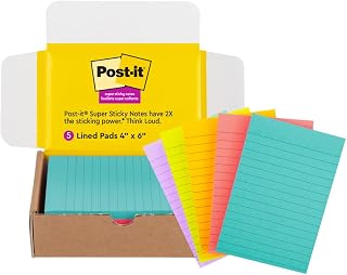 Post-it Süper Yapışkan Çizgili Notlar, 5 Yapışkan Not Defteri, 4x6