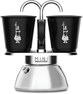 Bialetti - Set Mini İndüksiyon: Ocak Üstü Espresso Pişirici + 2 Cups - İndüksiyon Ocak Türleri İçin Uygundur