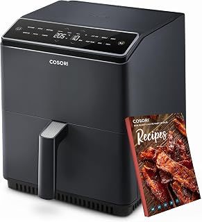 COSORI Sıcak Hava Fritözü İkili Isıtma Sistemi, 6.4 L'lik Kapasite, Ön Isıtma ve Sallama Gerektirmez, Uygulamadan Kontrol Edilebilir, Bulaşık Makinasında Yıkanabilir