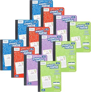 Mead Primary Journal, 12'li Paket, Yarım Sayfa Çizgili Yaratıcı Hikaye Tablet, K-2 Sınıfları, 7 1/2