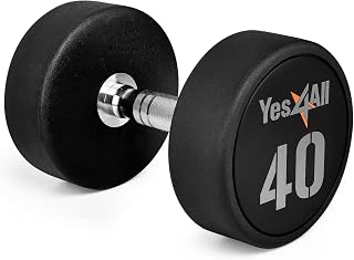 Yes4All Üretan Dambıl Kaymaz Tırtıllı Kulplu 5-50 lb Kas Yapısı için - Ayrı Satılır