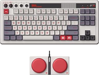 8Bitdo Retro Mekanik Klavye, Bluetooth/2.4G/USB-C Sıcak Değiştirilebilir Oyun Klavyesi, 87 Tuşlu, Windows ve Android için Çift Süper Programlanabilir Düğmeler - N Edition - QWERTY İngilizce K