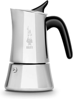 Bialetti - Moon Exclusive: 6 Cups Ocak Üstü Espresso Pişirici - 235ml - Gümüş Renk - Paslanmaz Çelik Gövde - Patentli Güvenlik Valfi - Tüm Ocak Türleri İçin Uygundur (İndüksiyon Dahil)