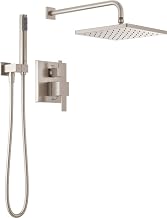 Delta Musluk Modern Raincan 2 Ayar Kare Duş Sistemi Yağmur Duş Başlığı ve Elde Taşınabilir Sprey Fırçalı Nikel, Yağış Duş Sistemi Fırçalanmış Nikel, Spot Koruyucu Paslanmaz 342701-SP