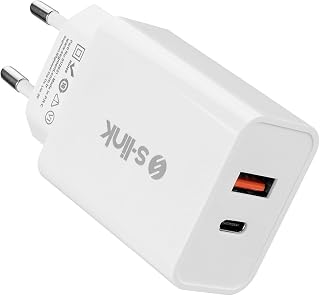 S-link SL-EC60 20W PD3.0/Quick Charge QC3.0 Type USB-C +USB A Hızlı Beyaz Ev Şarj Adaptör