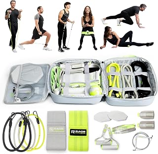 Rage Fitness Ex Kit 9'u 1 Arada Spor Salonu Çantalı - Kolları ile Germe, Ganimet ve Direnç Bantları, Kapı Çapası - Seyahat, Ofis ve Evde Egzersiz Ekipmanları Egzersiz, Yoga ve Fitness için Ev Spor
