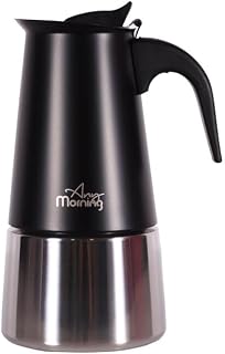 Any Morning FE001-6 Espresso Kahve Makinesi Paslanmaz Çelik İndüksiyonlu Moka Pot 300 Ml Siyah