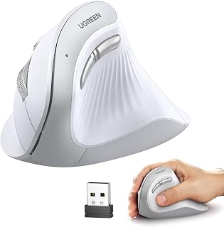 UGREEN Ergonomik Fare, Dikey Kablosuz Fare, 2,4 GHz Optik Bluetooth Fare, 4 Ayarlanabilir DPI 1000/1600/2000/4000 Seviyesi, Dizüstü Bilgisayar, PC, Chromebook, Masaüstü, Dizüstü Bilgisayar vb. için 5
