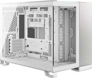 CORSAIR 2500X Small-Tower mATX Çift Bölmeli PC Kasası – Sertleştirilmiş Panoramik Cam – Ters Bağlantı Anakart Uyumlu – Vantilatör Dahil – Beyaz/Saten Gri Alüminyum