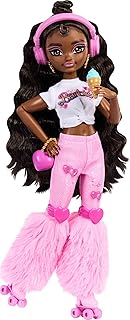 Barbie Rüya Arkadaşlar bebek ve aksesuarları, eklemleri bükülebilen, koyu kahverengi saçlı, Patenci Barbie ‘Brooklyn’ bebek, müzik ve video temalı 9 parça, JFX97 — %32 İndirim | Amazon TR Fırsatı
