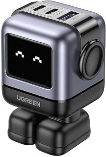 UGREEN Nexode RG 65W Robot GaN Hızlı Şarj Cihazı 2xUSB-C, 1xUSB-A, Gri