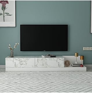Inarch Dizayn Majör Tv Sehpası Orma Mermer/Beyaz