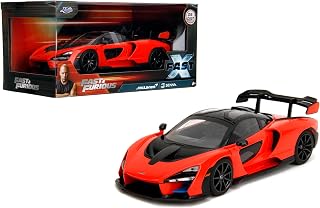 Jada Toys McLaren Senna - Fast & Furious 1:24 Ölçekli Döküm Araç - Detaylı İç Mekan, Açılış Kapısı, Kapılar ve Bagaj - 8+ Yaş için Koleksiyon Model Araba - Turuncu/Siyah