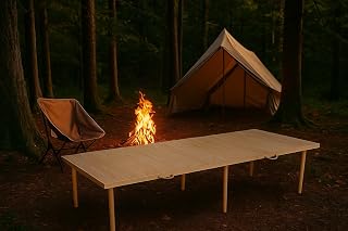 pratikoutdoor Katlanır Kamp, Piknik ve Bahçe Masası 75x180 cm - Ham Naturel Renk