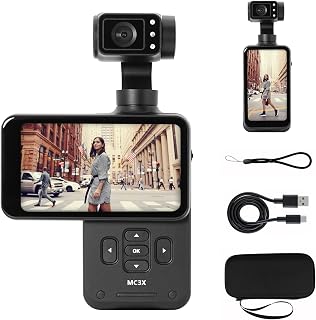 AgfaPhoto Realimove MC3X mini kamera, stabilize, 3 eksenli, Full-HD video, LCD ekran, WiFi bağlantısı, lityum pil, siyah