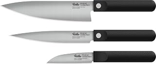 Fissler Procut/Premium bıçak seti, 3 parça (1 evrensel bıçak 14 cm, 1 Santoku bıçağı 17 cm, 1 aşçı bıçağı 20 cm) elde zımparalanmış paslanmaz çelik bıçak, Almanya'da üretilmiştir, çok hafif, ergonomik