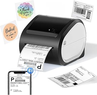 Bluetooth Termal Etiket Yazıcısı - Yüksek Kaliteli Baskı Kargo Etiket Yazıcısı, 10x15cm Kağıt Boyutu Desteği, Dakikada 72 Etiket Baskısı, App Kontrollü, Tüm Cihazlarla Uyumlu Barkod Etiket Makinesi