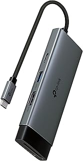 TP-Link UH7021C | USB-C 7’si 1 Arada Hub | 4K@60Hz HDMI, 100W PD, 3× USB 3.0, SD & microSD UHS-I (200 MB/s), Tak-Çalıştır, Alüminyum Tasarım