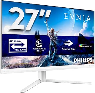 Philips Evnia 27M2N5901A-00 27 inç UHD Oyun Monitörü, 160Hz 4K / 320Hz FHD Çift Çerçeve, 1ms, IPS, G-Sync comp., HDR400, Ambiglow (3840×2160, 2x HDMI 2.1, DP 1.4, USB-C 65W, USB Hub) — %28 İndirim | Amazon TR Fırsatı