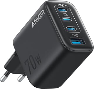 Anker Zolo 70W USB-C Şarj Cihazı, 4 Bağlantı Noktalı Güç Adaptörü, Ultra Hızlı, Kompakt ve Sağlam, Siyah - A121C