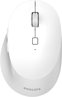 Philips SPK7607 Kablosuz Mouse, Bluetooth 5.0/3.0 ve 2.4GHz, 3200 DPI, 5 Kademeli DPI, 7 Tuş, Sessiz Tıklama, 15 m Kablosuz Menzil (Beyaz)
