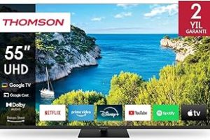 Thomson 55 İnç (139 cm) 4K Ultra HD Google TV, HDR10, Dolby Audio, Google Assistant, Chromecast Built-in, Döner Stand, Wi-Fi, Uydu Alıcılı Akıllı LED TV — %41 İndirim | Amazon TR Fırsatı