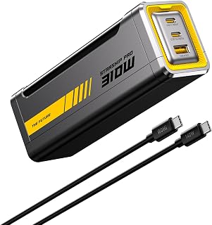 Aohi Starship 20.000 mAh 310W PD3.1 Powerbank, Akıllı Dijital Göstergeli 2si1 Arada Taşınabilir Hızlı Şarj Cihazı, Şarj İstasyonu, Siyah