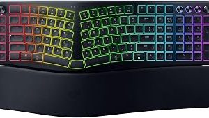 Razer Pro Type Ergo – Kablosuz ikiye ayrılabilir ergonomik RGB klavye – Ultra ince içbükey tuşlar – AI Prompt Master – Makro tuş sırasına sahip tam boyutlu – QWERTY US düzeni | Siyah — %20 İndirim | Amazon TR Fırsatı