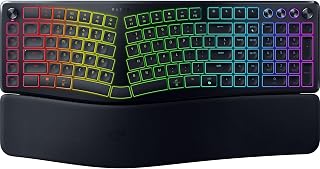 Razer Pro Type Ergo - Kablosuz ikiye ayrılabilir ergonomik RGB klavye - Ultra ince içbükey tuşlar - AI Prompt Master - Makro tuş sırasına sahip tam boyutlu - QWERTY US düzeni | Siyah