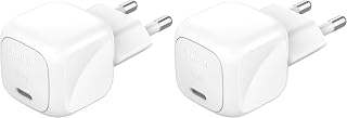 Belkin BoostCharge Kompakt Duvar Şarj Cihazı 30 W, Seyahat Dostu USB-C Power Delivery Hızlı Şarj, iPhone, Samsung Galaxy, iPad, AirPods, Tablet ve Daha Fazlası - Beyaz (2 paketi)