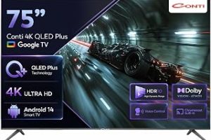 Conti 75″ 4K QLED Plus Google TV (CT75OG300U), HDR10, Dolby Vision Atmos, Çerçevesiz Tasarım, Dahili Uydu Alıcı, Wi-Fi, Bluetooth, 3x HDMI, Android 14 Smart TV — %33 İndirim | Amazon TR Fırsatı