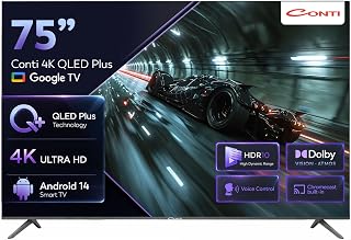 Conti 75″ 4K QLED Plus Google TV (CT75OG300U), HDR10, Dolby Vision Atmos, Çerçevesiz Tasarım, Dahili Uydu Alıcı, Wi-Fi, Bluetooth, 3x HDMI, Android 14 Smart TV — %33 İndirim | Amazon TR Fırsatı