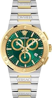 Versace Unisex Greca Logo Klasik Kol Saati, Tek Ebat, VRSCVEKMA0425, Altın Rengi/Metalik Gri, Erkek