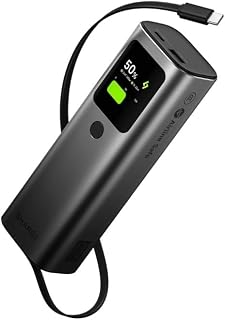 Retractable 20.000mAh 165W Taşınabilir Powerbank - Dahili USB-C Kablolu