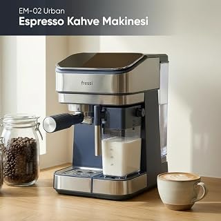 EM-02 Urban Espresso Kahve Makinesi, Otomatik Süt Tanklı, 20 Bar Basınçlı, Dokunmatik Ekran