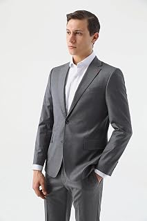 Ds Damat Slim Fit Gri Düz Yün Karışımlı Takim Elbise