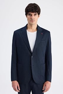 Ds Damat Comfort Fit Lacivert Çizgili Takim Elbise