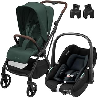 Maxi-Cosi Leona2-Pebble S Tek Elle Katlanabilen Ultra Kompakt Çift Yönlü Seyahat Sistem Bebek Arabası Green-Black