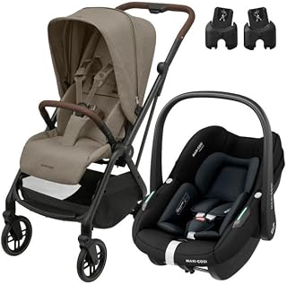 Maxi-Cosi Leona2-Pebble S Tek Elle Katlanabilen Ultra Kompakt Çift Yönlü Seyahat Sistem Bebek Arabası Truffle-Black
