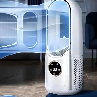Masaüstü Pervanesiz Hava Soğutucu ve Hava Temizleyici Fan - Dijital Ekranlı, Nemlendiricili, USB Kablolu Sessiz Taşınabilir Mini Vantilatör
