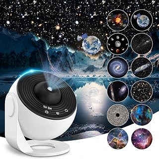 Galaksi Projeksiyon Gece Lambası, 12 Adet HD Yansıtma Diski, Gerçekçi Uzay Görüntüleri, Yüksek Çözünürlük, Zamanlayıcılı Kapanma, Ayarlanabilir Parlaklık, Çocuklar İçin Planetaryum Galaksi Projektörü